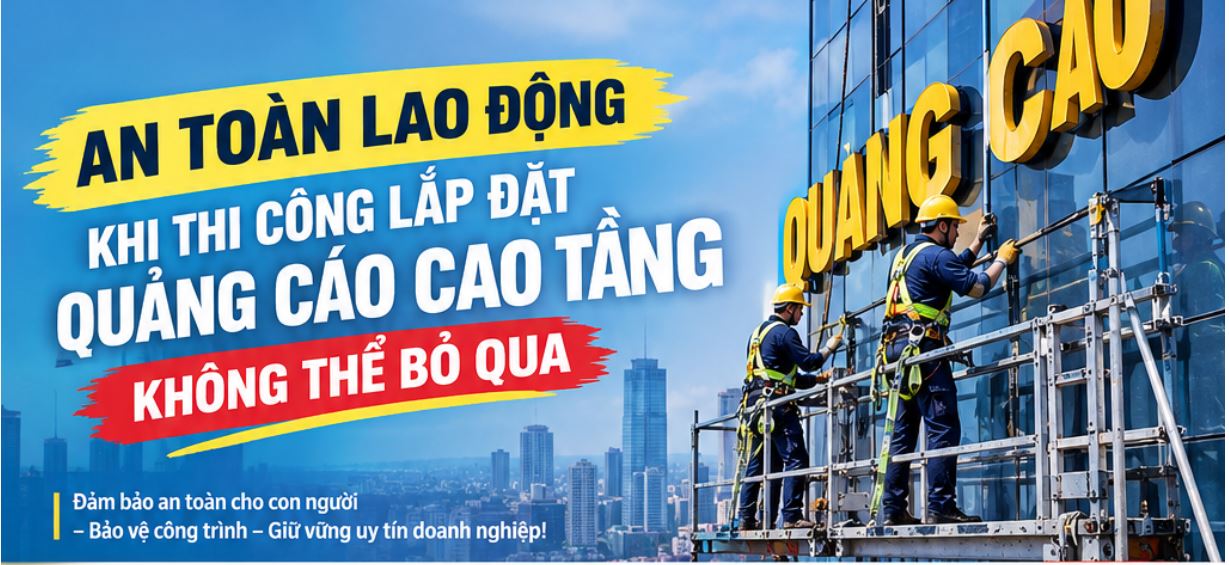 🏆 🏆 🏆  An Toàn Lao Động Khi Thi Công Lắp Đặt Quảng Cáo Cao Tầng – Không Thể Bỏ Qua