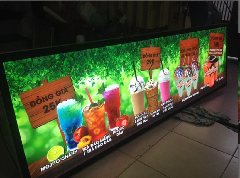 Hộp đèn mica dán decal 1- 1 mặt