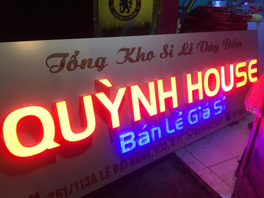 Bảng hiệu alu, chữ mica có đèn led
