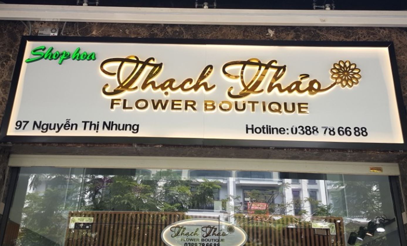 Bảng hiệu alu nội dung chữ alu có đèn sáng hắt chân, có led viền