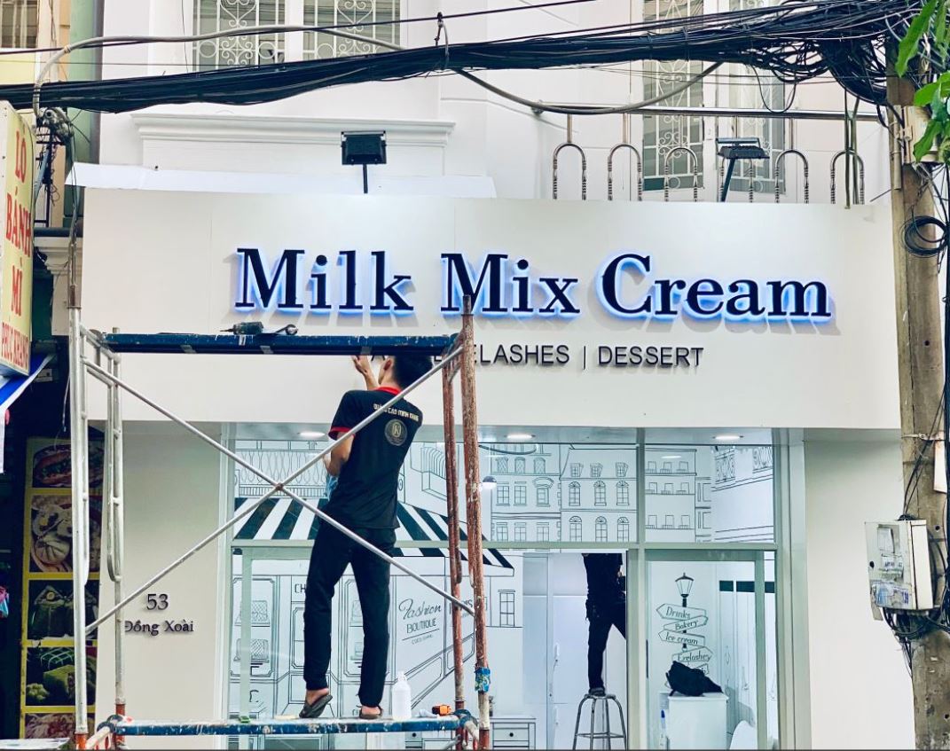 Bảng hiệu alu, nội dung chữ mica đèn sáng chân, Bảng Quảng C&aacute;o Alu Chữ Mi... - 3D Quảng Cáo CN3