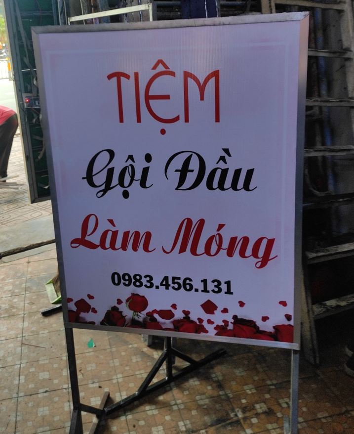 Bảng hiệu bạt có chân đứng, 2 mặt không đèn, Bảng hiệu chất liệu bạt dày loại tố... - 3D Quảng Cáo