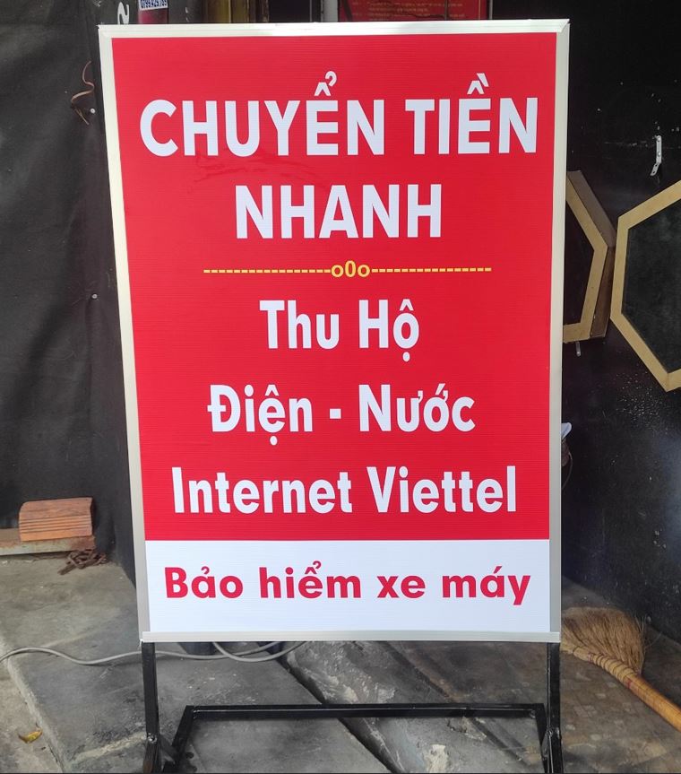 Bảng hiệu đứng bạt hiflex, 2 mặt