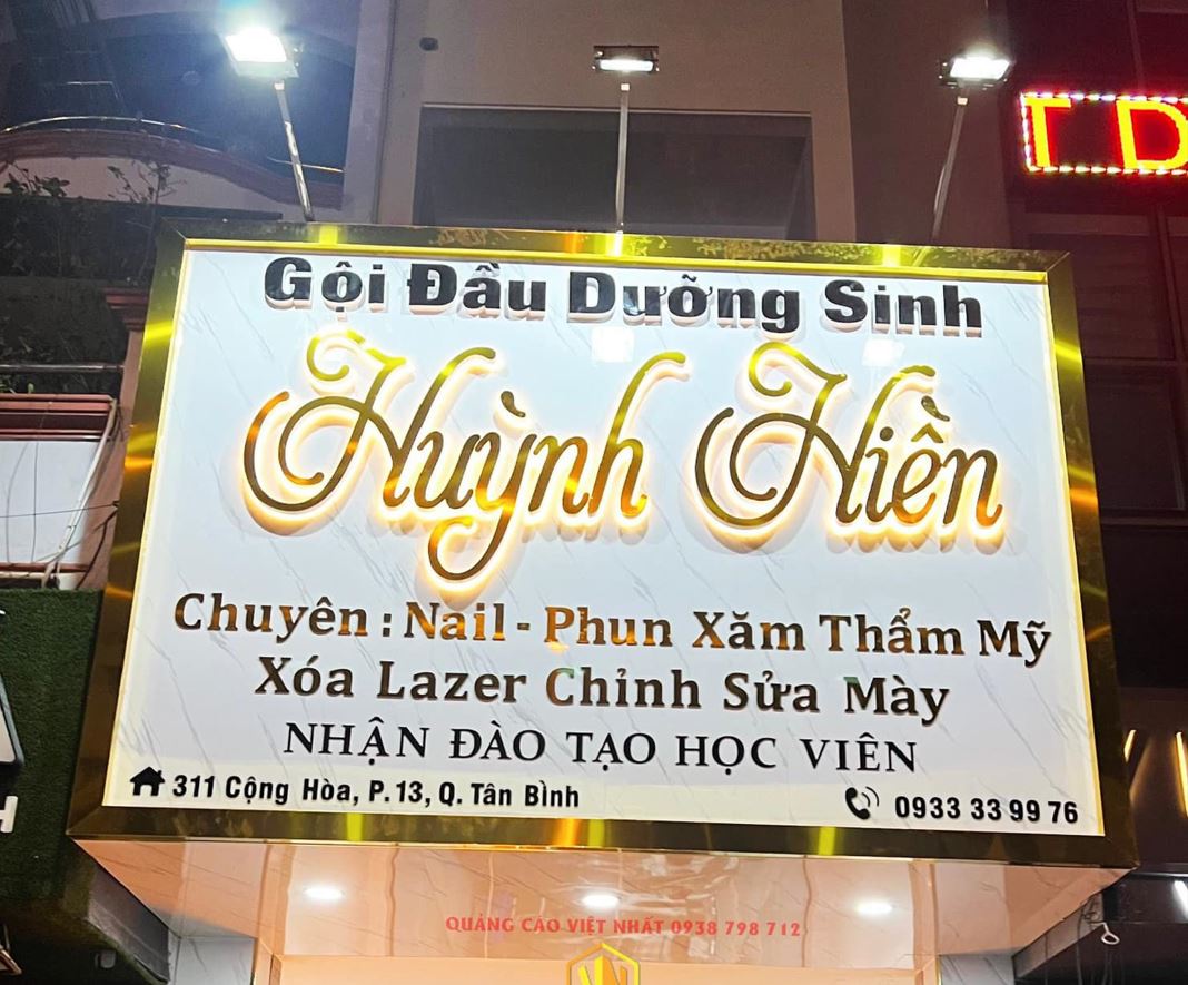 bảng hiệu nền alu vân đá đẹp, chữ đèn sáng chân sang trọng, mặt dưng bảng hiệu b... - Quảng Cáo Ad Shop