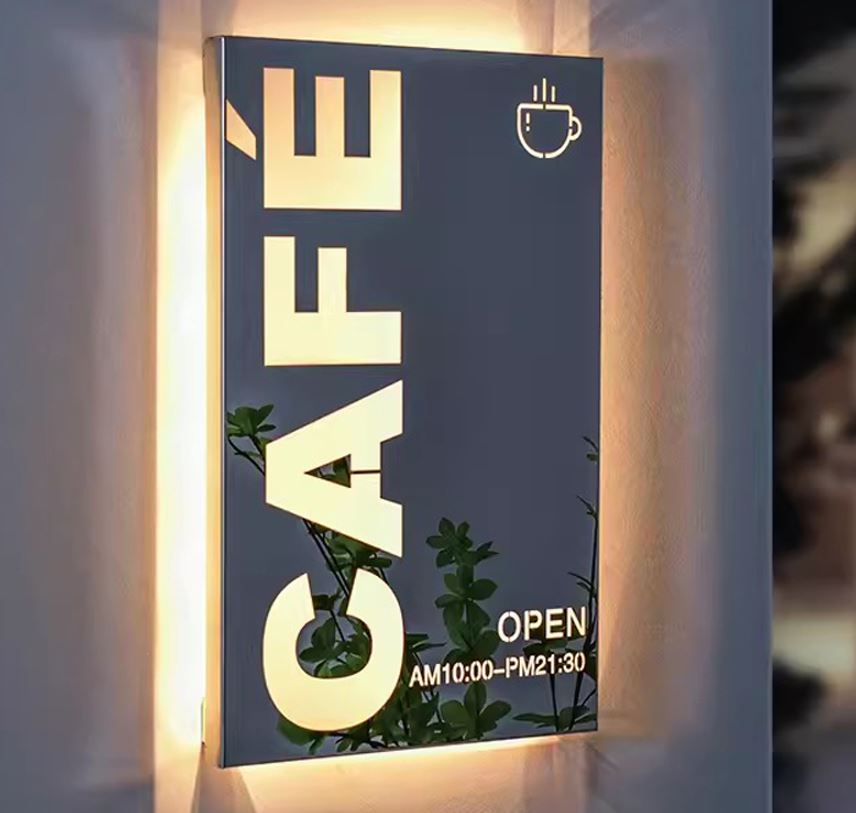 hộp đèn mica đen ốp tường sang trọng