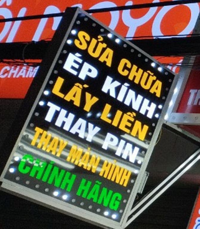 hộp đèn vẫy alu chữ mica có đèn giá rẻ