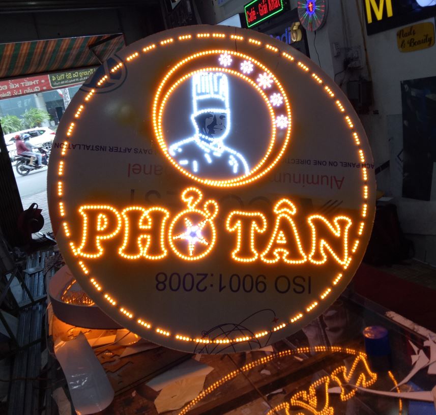 hộp đèn vẫy tròn, đèn led siêu nổi 2 mặt giá rẻ