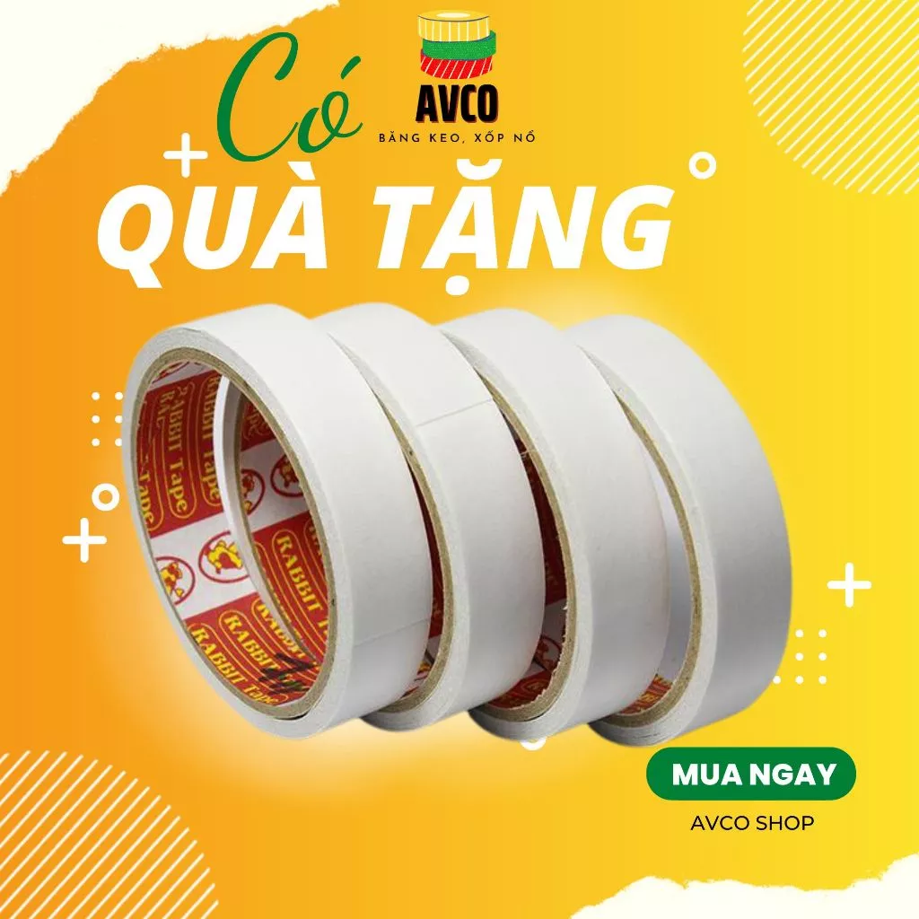 Băng dính 2 mặt đủ kích thước 1cm, 2cm, 5cm dài 5m