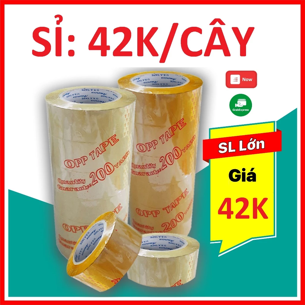Băng Keo, Băng Dính Trong/Đục 4.8cm - 200Yard (1.8kg/cây 6 Cuộn), Băng Keo 100Y, 200Y Dán Thùng,Đóng Gói