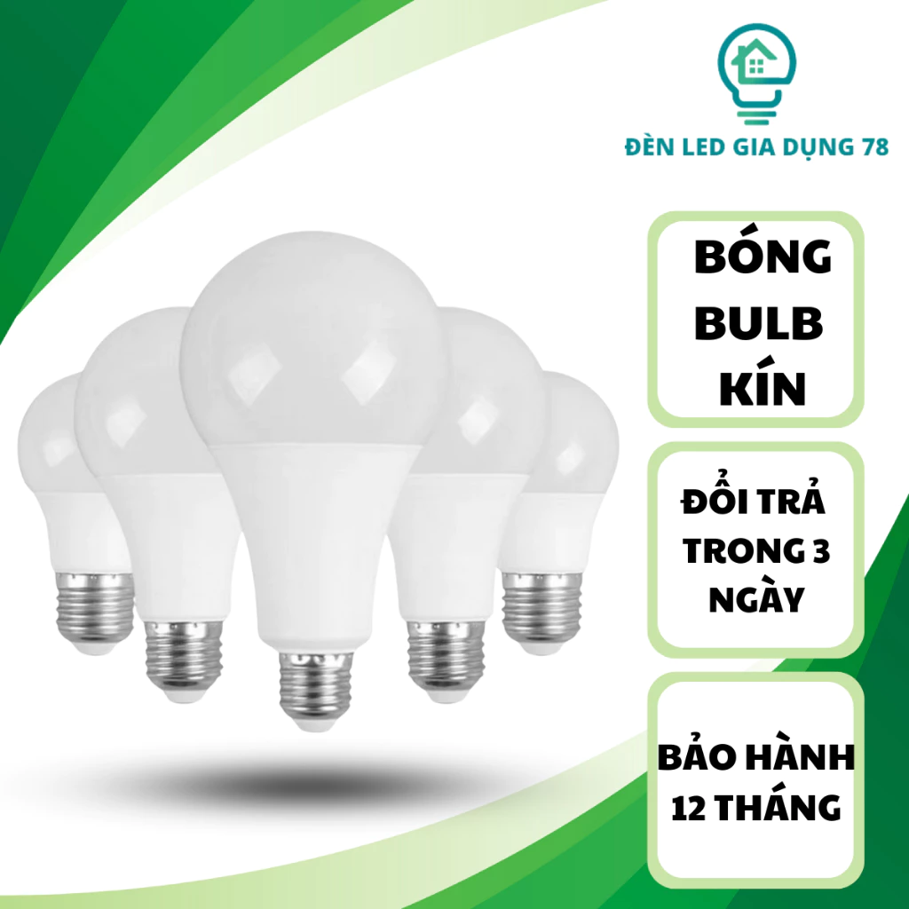 Bóng đèn LED tròn kín chống nước 3W, 5W, 7W, 9W, trang trí ngoài trời mã A1