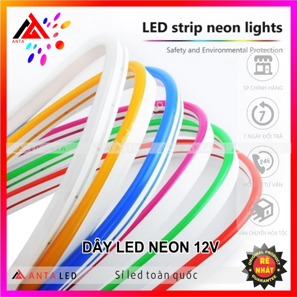 Cuộn LED NEON 5 mét 12V trang trí, uốn chữ quảng cáo siêu rẻ
