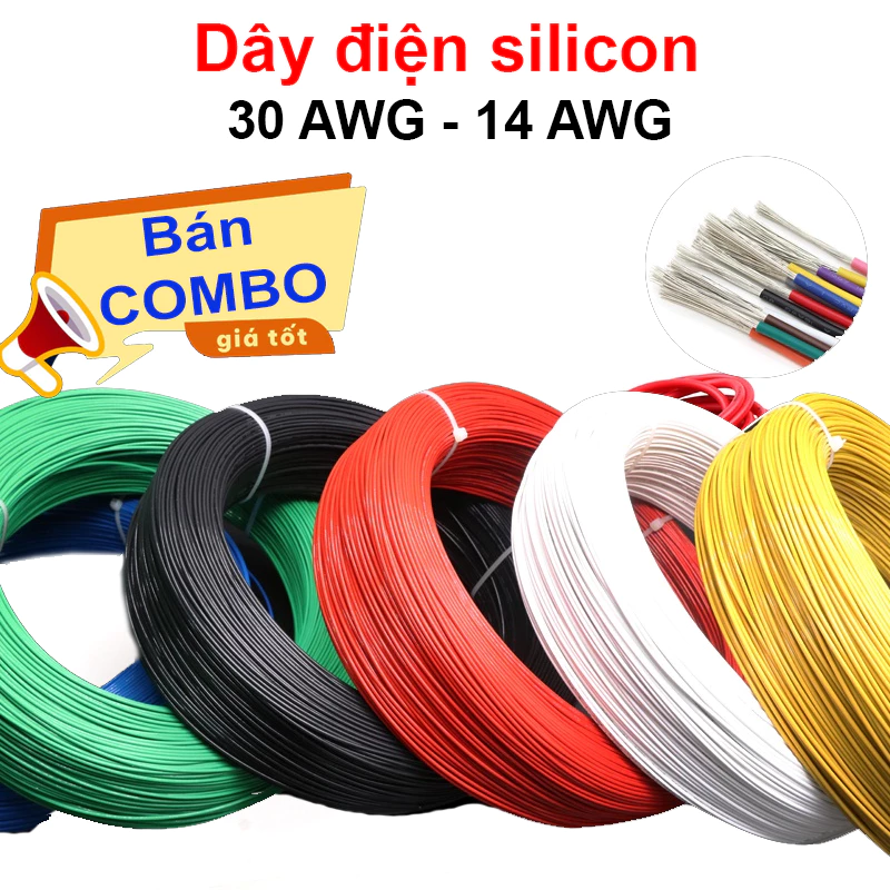 Dây điện silicon mềm dẻo chống cháy, chịu nhiệt lên tới 200 độ 14AWG - 30AWG