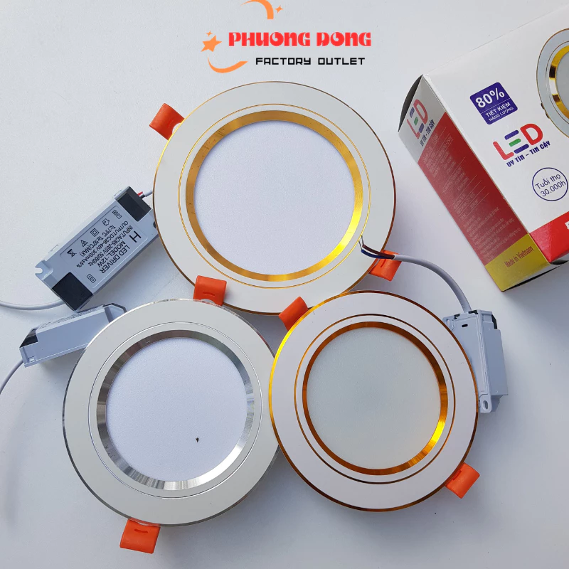 Đèn led âm trần downlight thạch cao 7w 9w 12w 3 màu ánh sáng trắng Phương Đông