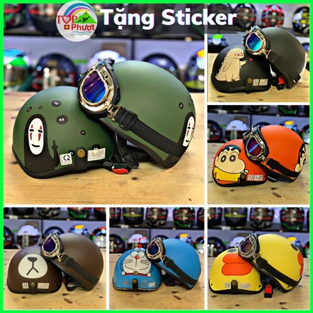 Mũ Bảo Hiểm Nửa Đầu 1/2 Nhiều Tem Siêu HOT  - Hàng Chính Hãng SRT, Đủ Tem CR Kiểm Định Tem Công Ty