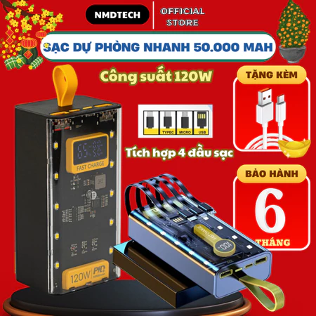 Sạc Dự Phòng 120W Sạc Nhanh 22,5W Dung Lượng Pin 50000mAh  Cổng Sạc Tiện Lợi Phù Hợp Mọi Loại Máy